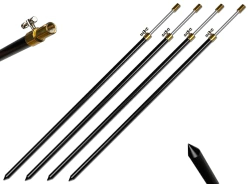 4 Stück Rutenhalter Bankstick Alu 75-120cm schwarz Rodpod Rutenauflage Erdspeer