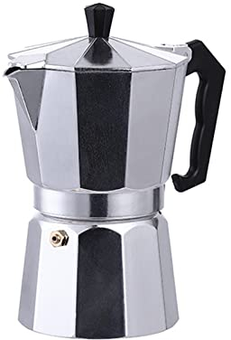 Cafetera espresso para estufa, 1/2/3/6 tazas de café expreso moka pote, aluminio premium moka espresso italiano, cervecero, percolador para casa, oficina (3 tazas)