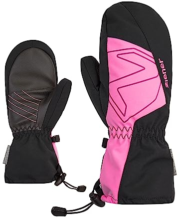 Ziener Kinder LAVALINO Ski-Fäustling/Wintersport | wasserdicht extra warm Wolle, black.fuchsia pink, 6