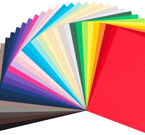 VGOODALL 64 Blatt Basteln Buntpapier, Farbigen DIN A4 TonPapier 32 Farben Bastelkarton 250g/m² Kopierpapier für DIY Kunst Handwerk, Drucken, Skizzieren