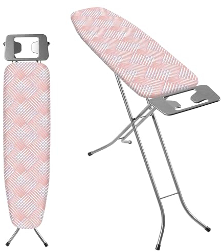 KADAX Bügelbrett 110x30cm Bügelfläche, Klappbares Tischbügelbrett mit Verstellbarer Höhe & hitzebeständiger Bügeleisenablage, Robuster Bügeltisch Made in EU (Lachsfarbe)