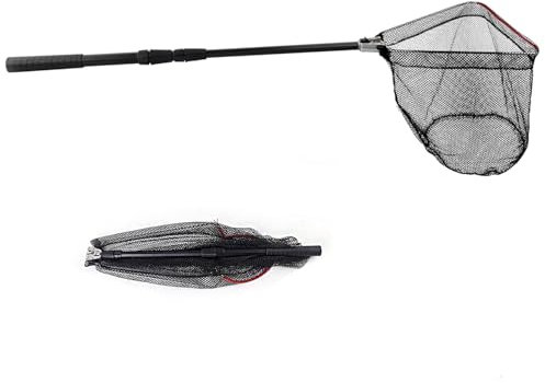 Épuisette de Pêche Pliable 130cm, Filet de Pêche Extensible, Filet de Peche Poisson avec Poignée Télescopique, Alliage d'Aluminium pour Carpe Truite Crevette Etang Bassin Poisson