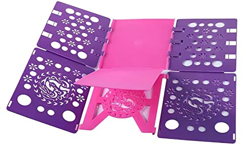 Generic Version 3 T-Shirt Folding Board Durable Flip Fold Clothes Folder Save Time Easy to Fast Plastic Clothes Folding Boards for Adults (Pink Purple)
