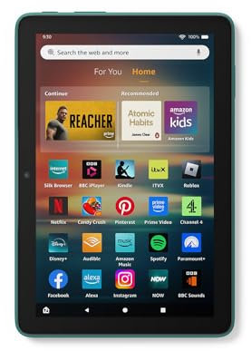 Amazon Fire HD 8 tablet (newest gen), 8 HD Display, 3 GB memory, 32 GB, designed for portable entertainment, Emerald, (2024 release) – without ads