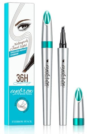 Weixinbuy Microblading Eyebrow Pen - Long-lasting, 4D Four-Tip Waterproof Eyebrow Pencil, Smudgeproof for Fine Natural Strokes (2# Grey)