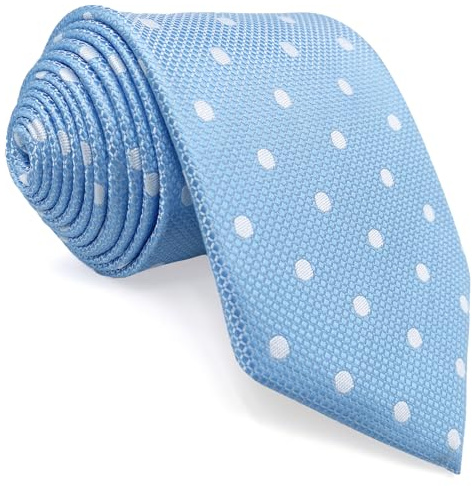 S&W SHLAX&WING Corbata Azul Claro con Puntos Blancos para Hombre Boda Fiesta Promoción