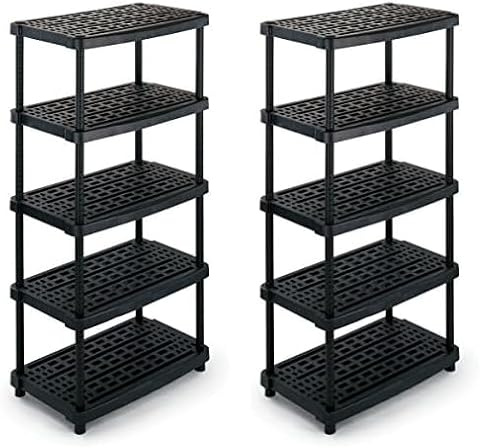 TERRY 1000518 Scaffale Modulare a 5 Ripiani, da Interno Esterno. Colore: Nero, 93x59x188,5 cm (Confezione da 2)
