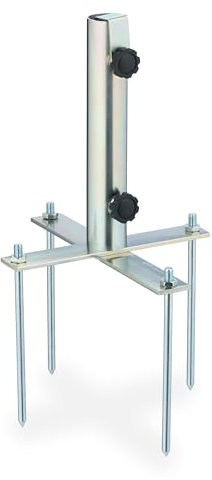 Relaxdays Piquet pour Parasol, 25-40 mm, Parasol de Plage et étendoir, Support respectueux du Gazon, argenté