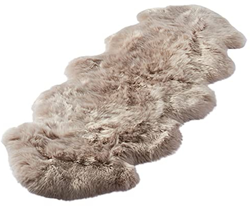 Grande tappeto in vera pelle di pecora, lussuoso, morbido, per soggiorno e camera da letto, accogliente tappeto in pelle di pecora (2 pezzi), ideale come decorazione per la casa