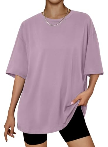 LILLUSORY Womens Oversized T Shirts UK Summer Gym Yoga Tops DarkPink S