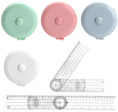 XRVRILE 6 Metro Sarta, 4 Metro Da Sarta Morbido In Colori Nordici, 2 Goniometro, Metro A Nastro Flessibile & Misuratore Angoli Per Cucito, Misure Del Corpo E Fisioterapia