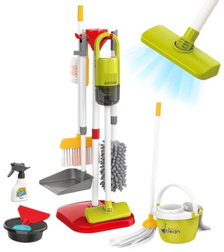 Kit Di Pulizia Per Bambini - Forniture Di Gioco Educative Realistiche - Aspirapolvere Giocattolo,Per Bambini in Età Prescolare per Apprendimento Precoce e Gioco in Casa per Famiglia e Pulizie per Comp