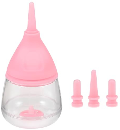 ORFOFE Biberón Pequeño para Mascotas en Silicona Rosa, Botella de Leche para Cachorros y Gatitos Recién Nacidos, Alimentación Controlada para Perros y Gatos, Accesorio Esencial
