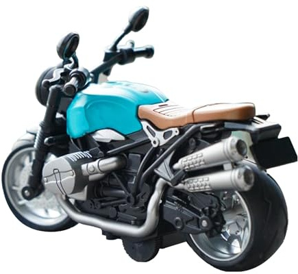 Yinhing Motorcykelmodell i 12 Skala Leksakslegering Pull Back Racing-motorcykel med LED-lampor Musik Interaktiv Barnleksak för Att Samla och Spela Silver (Blå Svart)