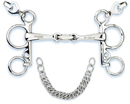 Stübben Gebiss 2241 Pelham Easy Control doppelt gebrochen - 12,0 cm - 12 mm - Edelstahl