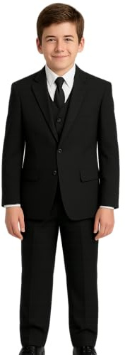 Avery Hill Boys Formal 5 Piece Suit with Shirt and Vest BK 10 Black