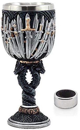 LitLife Medieval GOT Swords Chalice Goblet D&D Game Dragon Gifts Iron Throne Chalice Cup Merchandise Drinking Vessel with Wine Drip Ring