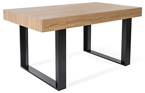 IDMarket - Esstisch, rechteckig, Phoenix, 6 Personen, Holz und Schwarz, 160 cm
