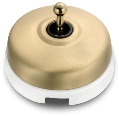 FONTINI - DIMBLER - Interrupteur Va & Vient Porcelaine Blanche Coque Dorée Satinée Réf. 60308523
