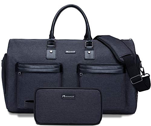 Modoker Wandelbarer Kleidersack mit Kulturbeutel, Handgepäck-Kleidersack für Männer und Frauen, Reisen, multifunktionaler Kleidersack 2 in 1 Hängekoffer, Schwarz