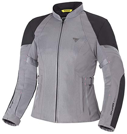 SHIMA JET - Atmungsaktive MESH-Paneele, Wasserdichte, Herausnehmbare Membrane, Level 2 Rückenprotektor inklusive, Erweiterte Einstellmöglichkeiten (Jacke Damen, Grau, L)
