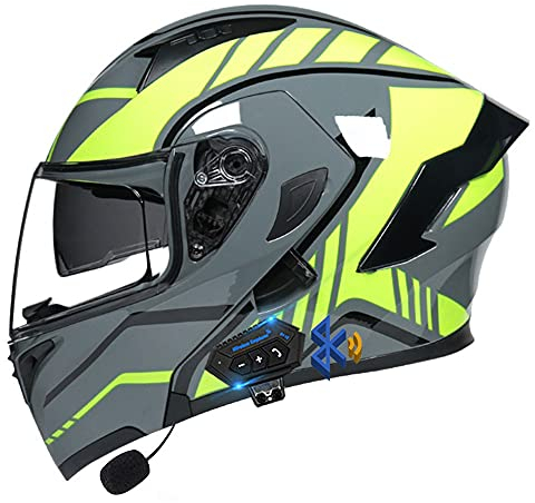 CNNGU Klapphelm Motorradhelm, Bluetooth Integralhelm, Mit Doppelvisier, ECE Genehmigt Motorrad Full Face Helm, Atmungsaktiv Und Komfortabel, Für Erwachsene, Frauen Und Männer