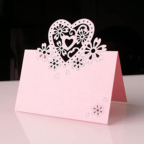 iKesoce Lot de 50 marque-places de table de mariage, cartes en carton, carte de marque, place de table, cartes de décoration, rose