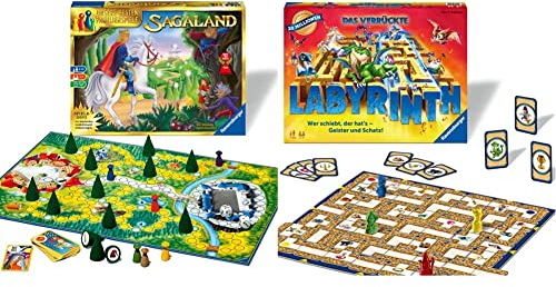 Ravensburger 26424 - Sagaland - Gesellschaftsspiel für Kinder und Erwachsene, 2-6 Spieler & Ravensburger 26955 Das verrückte Labyrinth - Spieleklassiker für 2-4 Personen ab 7 Jahren