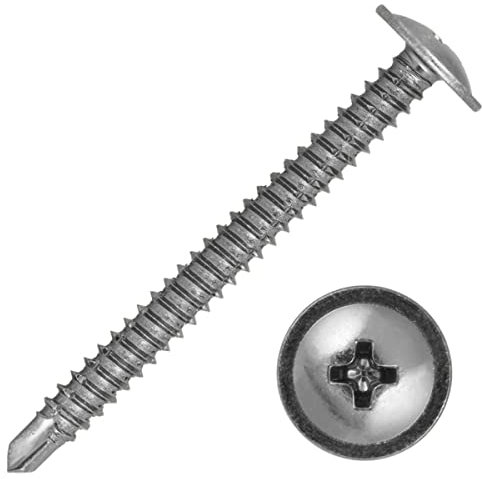 (50, 4.8 x 60mm) Baypole Screws Self Drilling PH2 Wafer Head Fully Threaded Bright Zinc Plated For Joining uPVC Bay Window Sections and Conservatory Frames