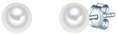 Rafaela Donata Damen Ohrstecker aus 925/- Sterling Silber mit Rund Muschelkernperle 6 mm weiß - Perlenohrstecker