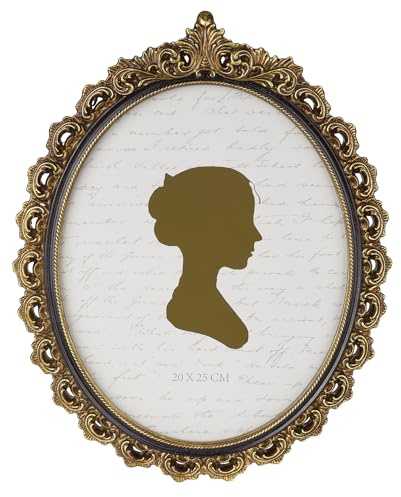 Sunlit Vintage Picture Frame 8x10 Inch, Oval Antique Photo Frames with Glass Front, Luxury Photo Display, Tabletop Wall Hanging, Gift Ideas, Gold and Black