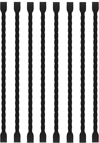 LOIUO 8PCS Silicone Cable Ties 6-Inch Reusable Twist Ties Steel-Core Cable Tie Straps Organizer All Purpose Bendable Cord Tie for Indoor Outdoor Bundling Holding Securing and Wrapping Cables (Black)