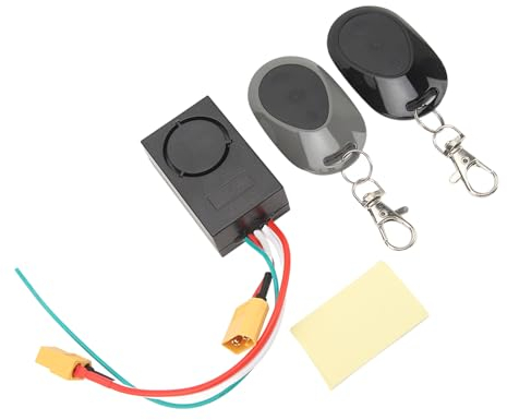 Tbest 115 DB Diebstahlalarm, Vibrationssensor, Fahrradalarm für G30 Elektroroller, Elektrofahrradalarm mit 2 Fernbedienungen für 36–55 V XT60-Schnittstelle