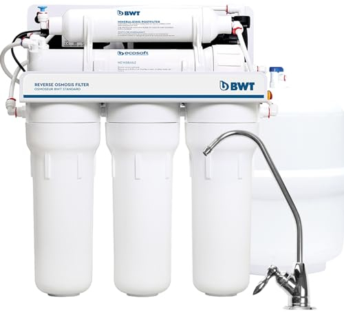 BWT Ósmosis Inversa Doméstica – Con Bomba para una Presión de Entrada de 2-5 Bar – 5 Etapas con REMINERALIZADOR – 75 GPD, Caudal de 11,8 L/h, Tanque de 12 L