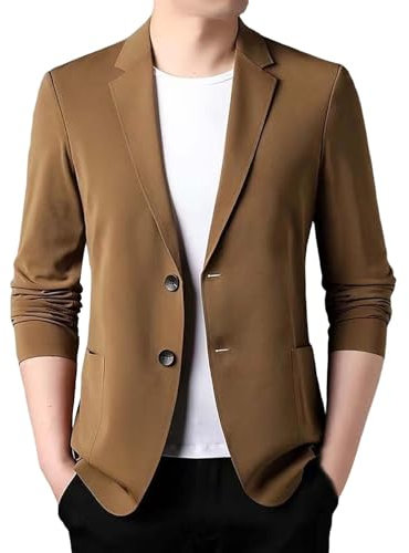 Freizeitanzug Herren Baumwolle Sommer - Blazer Herren Sportlich Sommer - Anzugjacke Regular Fit Langarm Sommer Dünner Anzug Dünne Strickjacke Business-Anzugjacke 2 Knöpfe Sakko Businessblazer