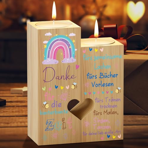 PRSTENLY Abschiedsgeschenk Erzieherin, Kerzenständer Dankeschön Geschenke Erzieherin Lehrerin zum Abschied Grundschule Kindergarten Krippe Kita