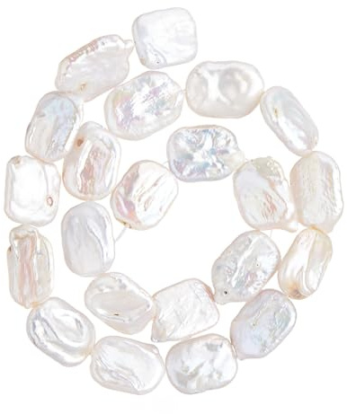 Hobbspring 1 hebra de perlas irregulares de agua dulce natural Keshi perlas rectangulares barrocas en color de concha de concha sueltas para joyas, collares, pendientes, manualidades