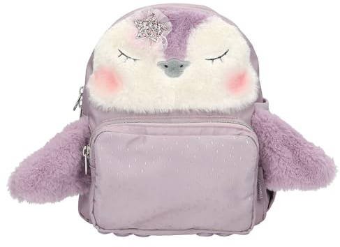 Depesche 13159 Princess Mimi Penguin - Rucksack in Flieder, mit Pinguin Motiv und Plüschfell, Tasche mit verstellbaren Trägern