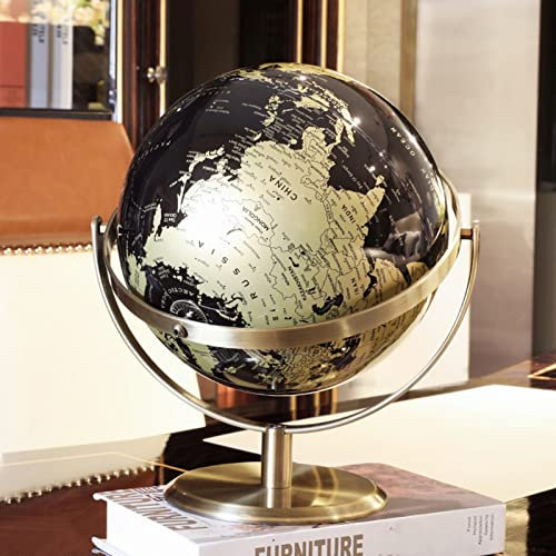 Sprungfrosch Globus，. Drehbarer Vintage-Weltkugel in Gold und Schwarz, Globus-Ornamente mit Metallständer for Schreibtisch/Büro, beliebte Bildung oder Lernen (10,6 Zoll)