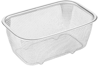 Rectangle Colander Basket - Stainless Steel Wire Basket, Kitchen Sink Strainer Basket, Fine Mesh Strainer Rice Washing Bowl, Vegetable Fruit Colander Strainer Kitchen Tools, Storage Basket
