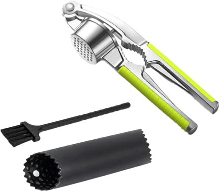 Presse Ail Manuel,2 en 1 Presse-Ail Broyeur Garlic Press avec et Brosse de Nettoyage Hachoir à Aile,Facile à Presser et Utiliser et à Nettoyer