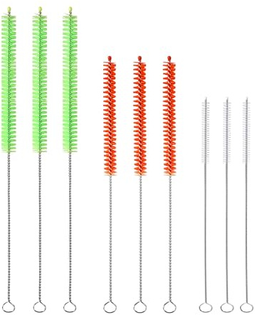 KLeXiC 9PCS Reusable Long Colored Straw Cleaner Brush Set 12 Bendable,Capable of Cleaning Various Metal, Silicone, Plastic, Bamboo,Glass Straws Tubes Diameters Ranging from 4-16mm