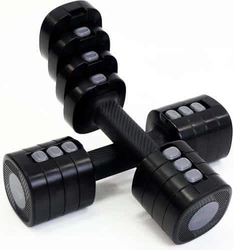 Set de haltères réglables 2 poids de 1 à 2,5 kg haltère 4 en 1 équipement de remise en forme à la maison d'entraînement (Noir)