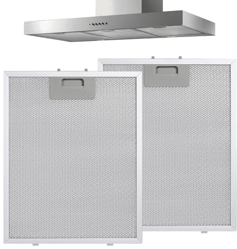 Filtro de Grasa Metálico, 2 Piezas 320 x 260 x 9mm Aluminio Filtros de Ventilación con Malla Filtrante de 5 Capas, Filtro de Grasa para Campana Extractora, para Filtrar los Humos de la Cocina