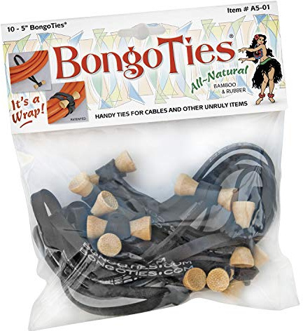 Bongo Cable Ties (Black Band with Brown Bongo) Pack 10 [H112488]