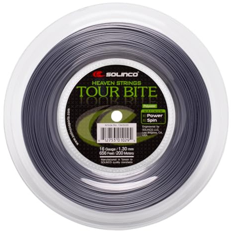 Solinco Tour Bite Co-Polyester Tennis String Mini Reel 328 ft / 100 m – Extreme Power, Spin & Control – Shaped Monofilament, Durable High-Performance Polyester 16L