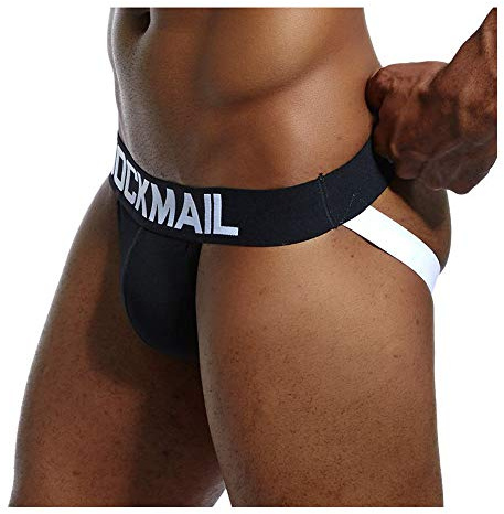 Strings sexy pour homme en coton avec bretelles pour homme - Noir - Medium
