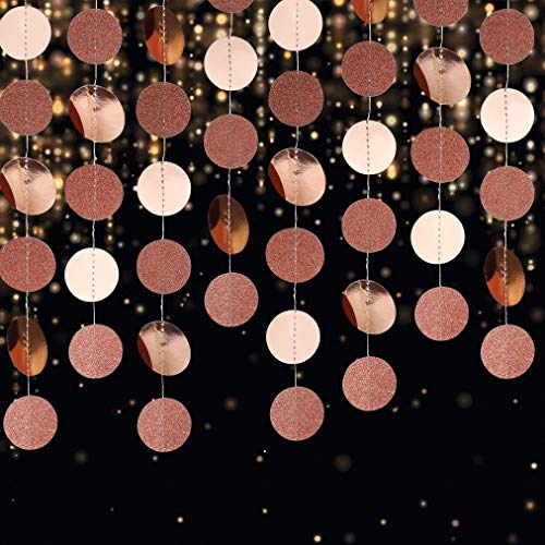 Papier Girlande Glitzer Runde Kreis Banner, 4 Stücke Hängende Party Dekorationen für Geburtstag Baby Dusche Hochzeit Weihnachten (Roségold)