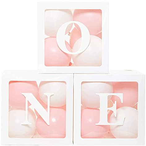 Scatole di palloncini per primo compleanno per decorazioni per feste, decorazioni per blocchi di palloncini per primo compleanno con UNA lettera per baby shower per ragazze