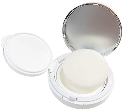 VASANA Boîte de rangement vide pour poudre de maquillage - 15 ml - Bord argenté - Avec éponge - Pour fond de teint, BB crème